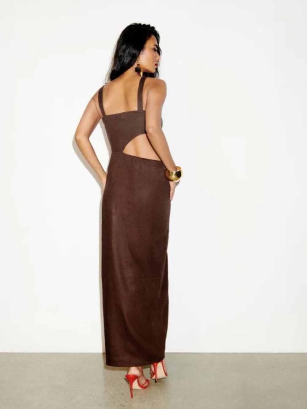 NWOT Reformation Satori Linen Dress in Cafe Brown Sleeveless Midi Size 2 - Picture 3 of 6